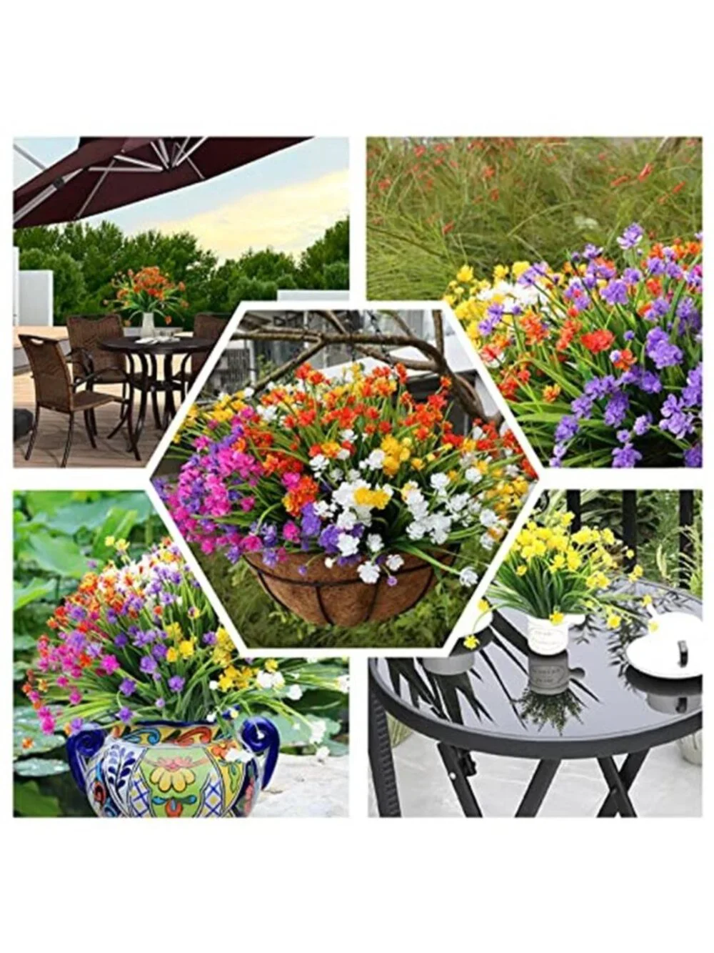Artificial Flowers Outdoor UV Resistant Faux Plants Porch Patio Garden Decor